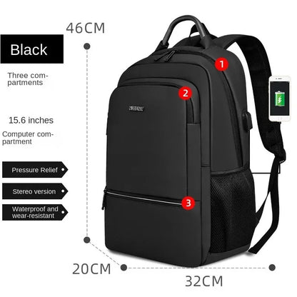 16-inch laptop backpack for men, large-capacity business commuter backpack, water-repellent, simple student school bag