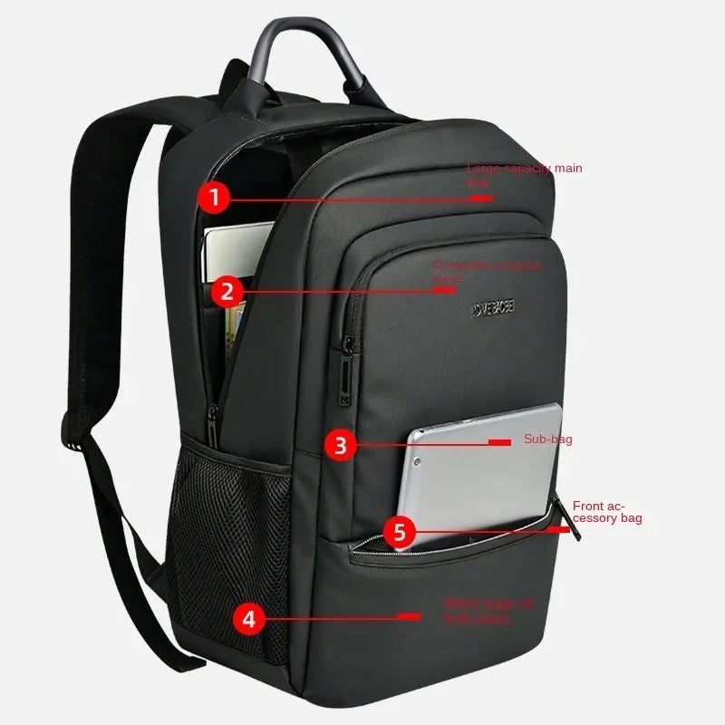16-inch laptop backpack for men, large-capacity business commuter backpack, water-repellent, simple student school bag