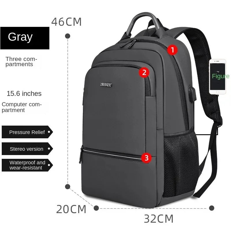 16-inch laptop backpack for men, large-capacity business commuter backpack, water-repellent, simple student school bag