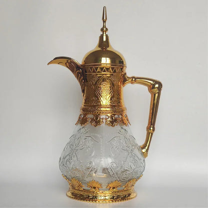 1600ML Middle Eastern Style Cold Kettle Fruit Juice Drink Glass Jug Arabic Coffee Pot Glass Vacuum Flask