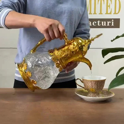 1600ML Middle Eastern Style Cold Kettle Fruit Juice Drink Glass Jug Arabic Coffee Pot Glass Vacuum Flask