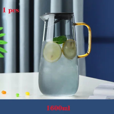 1600ml Nordic style heat-resistant glass kettle  Large-capacity household explosion-proof juice coffee milk jug Filter with lid
