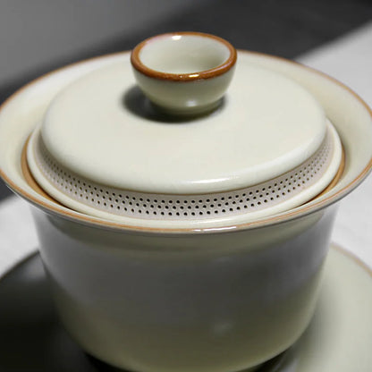 160ML Ru Kiln Gaiwan Tea Tureen Sancai Cover Bowl Single High-end Kungfu Tea Set  Chinese Large Household Tea Bowl Tea Cup