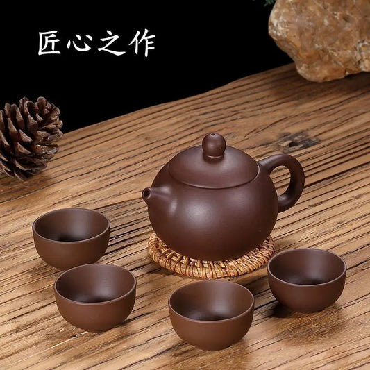 160cc Ceramic Purple Clay Tea Set Kung Fu Pot Infuser Xishi Gaiwan Teapot Serving Cup Teacup Chinese Drinkware High Quality