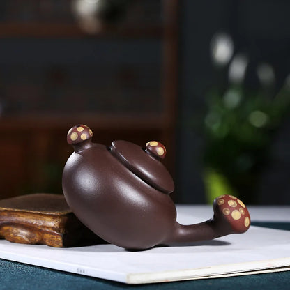 160cc China Genuine Yixing Old Purple Mud Teapot Black Natural  Dahongpao Tea Set Mini Mushroom Teaware