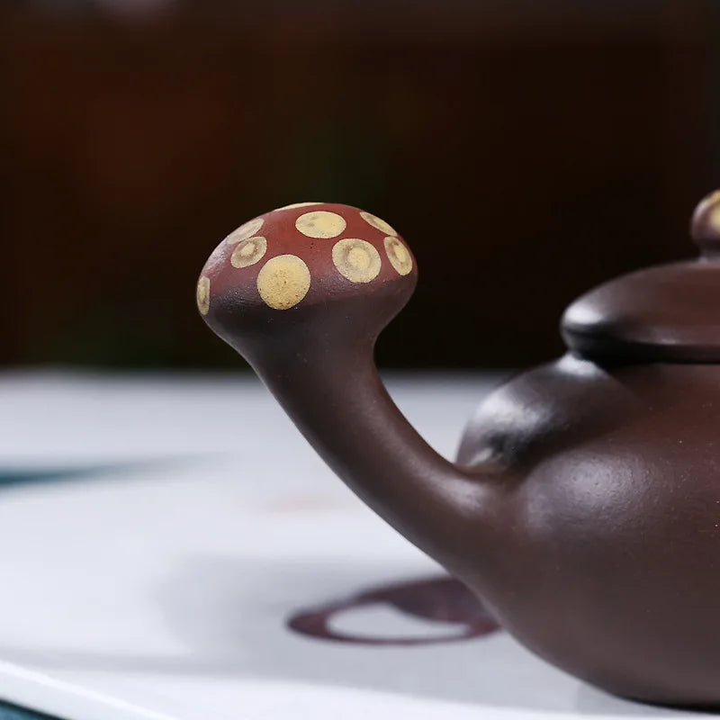 160cc China Genuine Yixing Old Purple Mud Teapot Black Natural  Dahongpao Tea Set Mini Mushroom Teaware