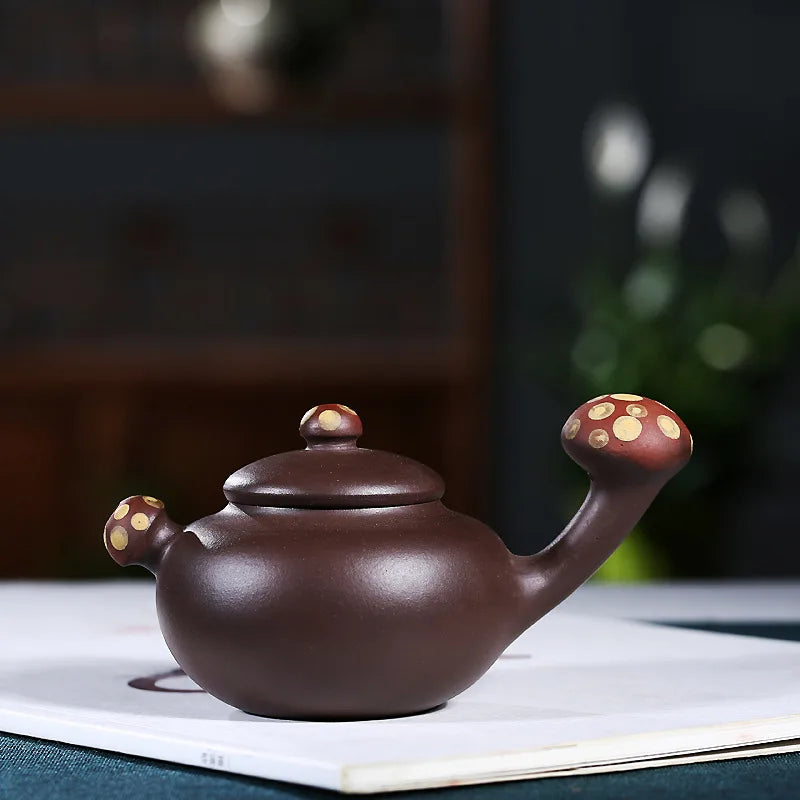 160cc China Genuine Yixing Old Purple Mud Teapot Black Natural  Dahongpao Tea Set Mini Mushroom Teaware