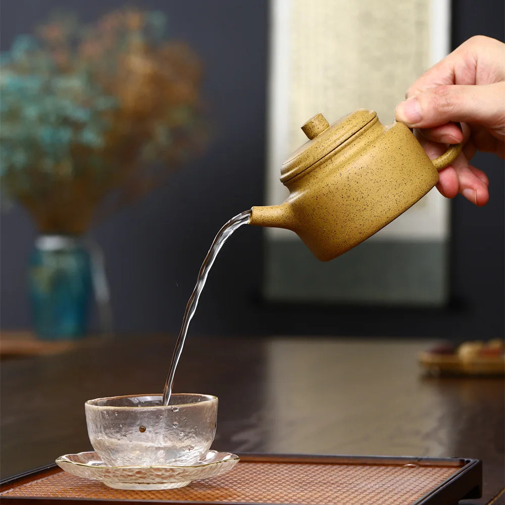 160cc Yellow Orange Peel Master Handmade Favorites Kettle Flat Teapot Grapefruit Peel Health Pot For Tea Oolong Tea Ceremony