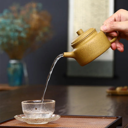 160cc Yellow Orange Peel Master Handmade Favorites Kettle Flat Teapot Grapefruit Peel Health Pot For Tea Oolong Tea Ceremony