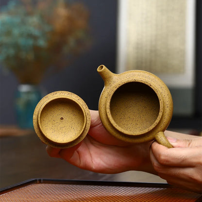 160cc Yellow Orange Peel Master Handmade Favorites Kettle Flat Teapot Grapefruit Peel Health Pot For Tea Oolong Tea Ceremony