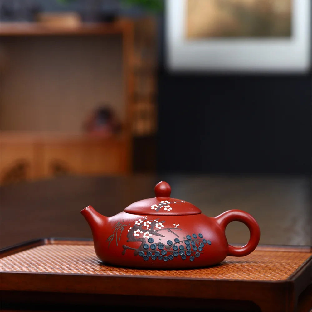 160cc Yixing Purple Clay Mine dahaopao Hand Carved Orchids Tea Pot Creative Teapot Office Water Pot Kung Fu Kettle Teaware Gift