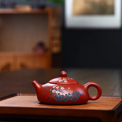 160cc Yixing Purple Clay Mine dahaopao Hand Carved Orchids Tea Pot Creative Teapot Office Water Pot Kung Fu Kettle Teaware Gift