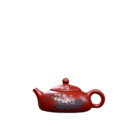 160cc Yixing Purple Clay Mine dahaopao Hand Carved Orchids Tea Pot Creative Teapot Office Water Pot Kung Fu Kettle Teaware Gift