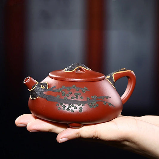 160ml Antique Yixing Purple Clay Tea Pot Handmade Dahongpao Stone Scoop Teapot Chinese Beauty Filter Tea Infuser Zisha Teaware