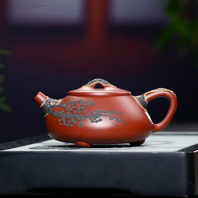 160ml Antique Yixing Purple Clay Tea Pot Handmade Dahongpao Stone Scoop Teapot Chinese Beauty Filter Tea Infuser Zisha Teaware