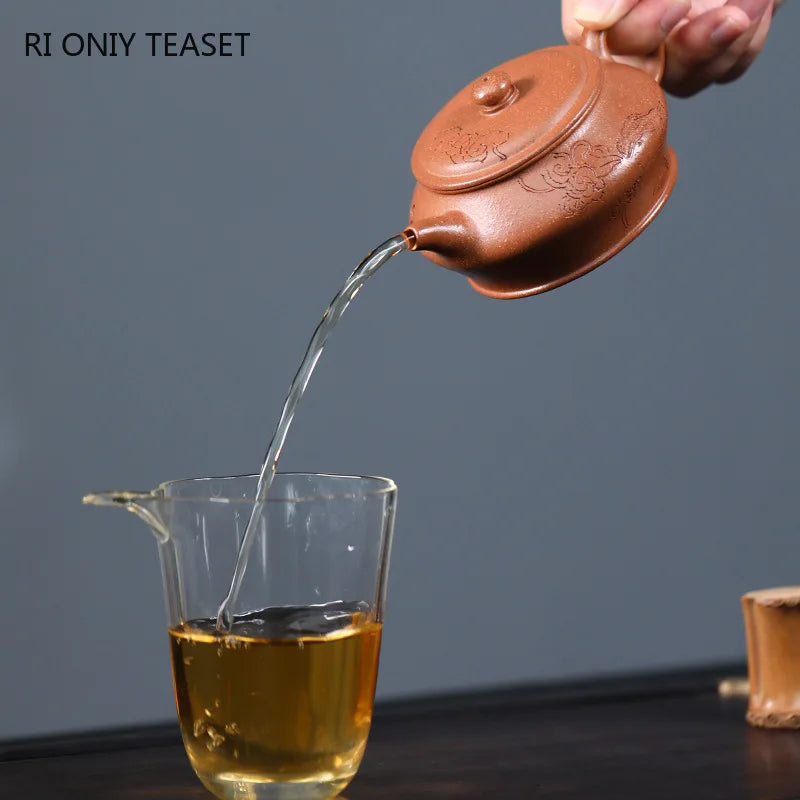 160ml Authentic Yixing Handmade Purple Clay Teapots Famous Artists Hand-carved Tea Pot Kettle Chinese Zisha Tea Set Teaware