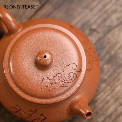 160ml Authentic Yixing Handmade Purple Clay Teapots Famous Artists Hand-carved Tea Pot Kettle Chinese Zisha Tea Set Teaware