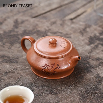 160ml Authentic Yixing Handmade Purple Clay Teapots Famous Artists Hand-carved Tea Pot Kettle Chinese Zisha Tea Set Teaware