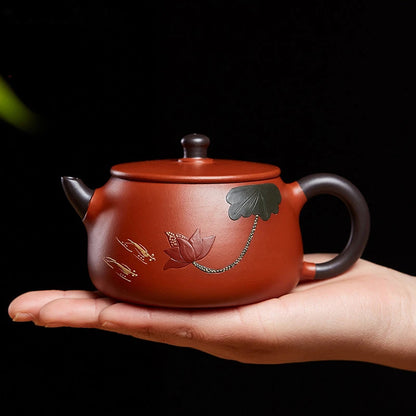 160ml Authentic Yixing Purple Clay Teapot Master Hand-made Large Diameter Stone Scoop Tea Infuser Home Zisha Beauty Tea Sets