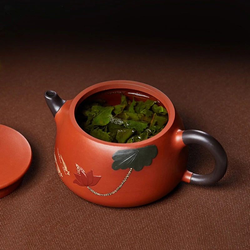 160ml Authentic Yixing Purple Clay Teapot Master Hand-made Large Diameter Stone Scoop Tea Infuser Home Zisha Beauty Tea Sets