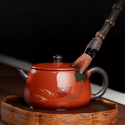 160ml Authentic Yixing Purple Clay Teapot Master Hand-made Large Diameter Stone Scoop Tea Infuser Home Zisha Beauty Tea Sets