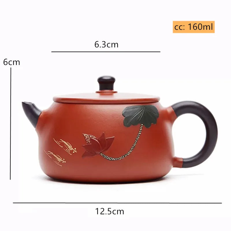 160ml Authentic Yixing Purple Clay Teapot Master Hand-made Large Diameter Stone Scoop Tea Infuser Home Zisha Beauty Tea Sets