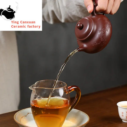 160ml Authentic Yixing Purple Clay Teapots Famous Artists Handmade Plum Blossom Tea Pot Kettle Chinese Zisha Tea Set Teaware