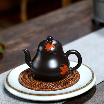 160ml Authentic Yixing Purple Clay Teapots Raw Ore Black Mud Handmade Filter Tea Pot Tea Ceremony Customized Zisha Kettle