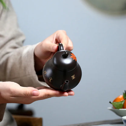 160ml Authentic Yixing Purple Clay Teapots Raw Ore Black Mud Handmade Filter Tea Pot Tea Ceremony Customized Zisha Kettle