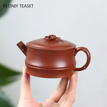 160ml Chinese Yixing Authentic Purple Clay Teapots Beauty Kettle Famous Handmade Bamboo Tea Pot Raw Ore Zisha Tea Set Teaware