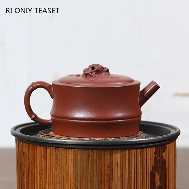 160ml Chinese Yixing Authentic Purple Clay Teapots Beauty Kettle Famous Handmade Bamboo Tea Pot Raw Ore Zisha Tea Set Teaware