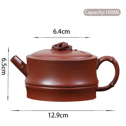 160ml Chinese Yixing Authentic Purple Clay Teapots Beauty Kettle Famous Handmade Bamboo Tea Pot Raw Ore Zisha Tea Set Teaware