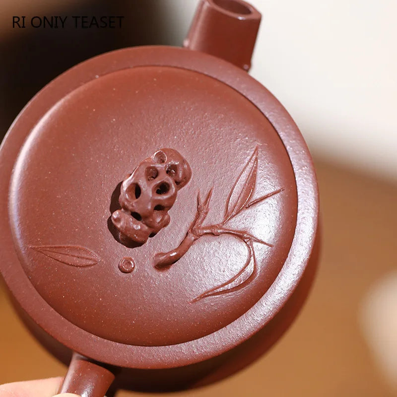 160ml Chinese Yixing Authentic Purple Clay Teapots Beauty Kettle Famous Handmade Bamboo Tea Pot Raw Ore Zisha Tea Set Teaware