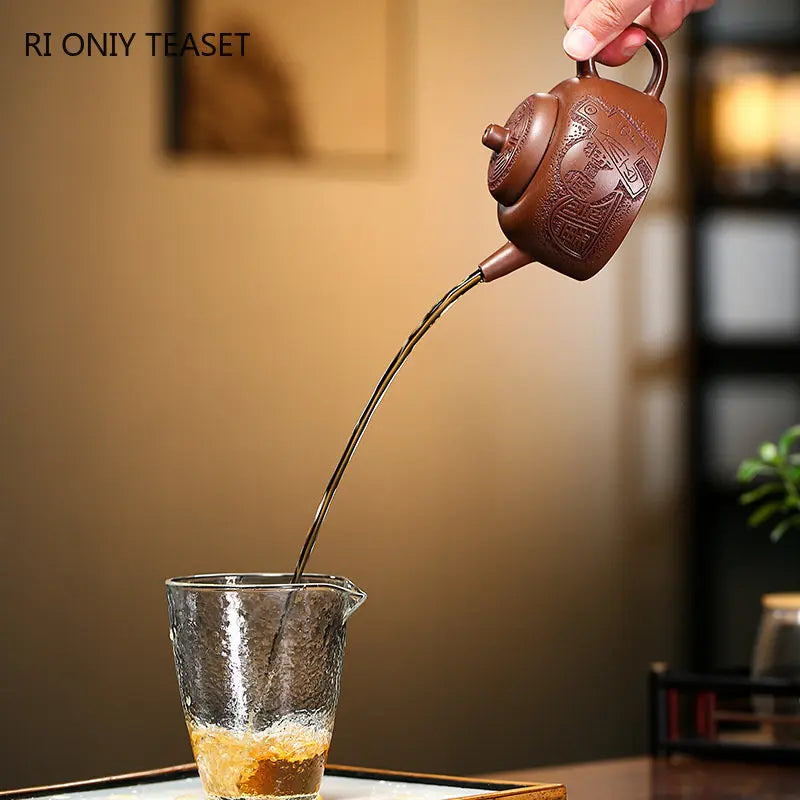 160ml Chinese Yixing Famous Purple Clay Teapots Handmade Tea Pot Raw Ore Purple Mud Kettle High-end Zisha Tea Set Collection