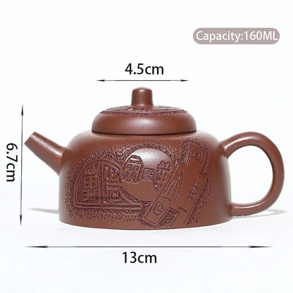 160ml Chinese Yixing Famous Purple Clay Teapots Handmade Tea Pot Raw Ore Purple Mud Kettle High-end Zisha Tea Set Collection