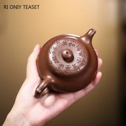 160ml Chinese Yixing Handmade Purple Clay Teapots Famous Artists Traditional Hand-carved Tea Pot Kettle Authentic Zisha Tea Set