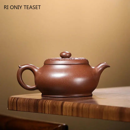 160ml Chinese Yixing Handmade Purple Clay Teapots Famous Artists Traditional Hand-carved Tea Pot Kettle Authentic Zisha Tea Set
