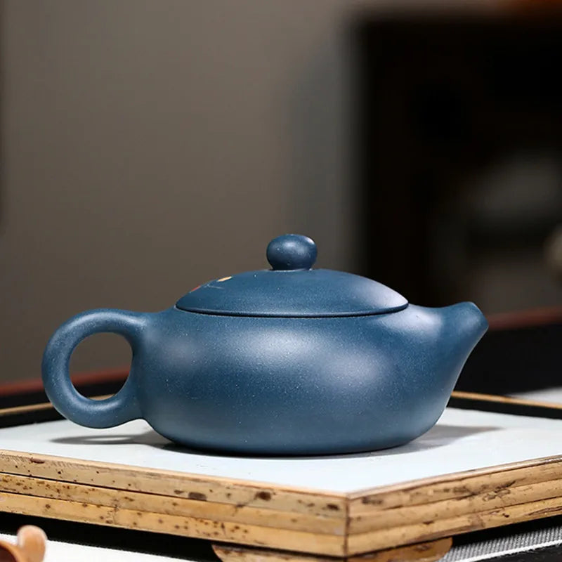 160ml Chinese Yixing Handmade Purple Clay Teapots Plum Blossom Xishi Tea Pot Raw Ore Azure Mud Kettle Authentic Zisha Tea Set