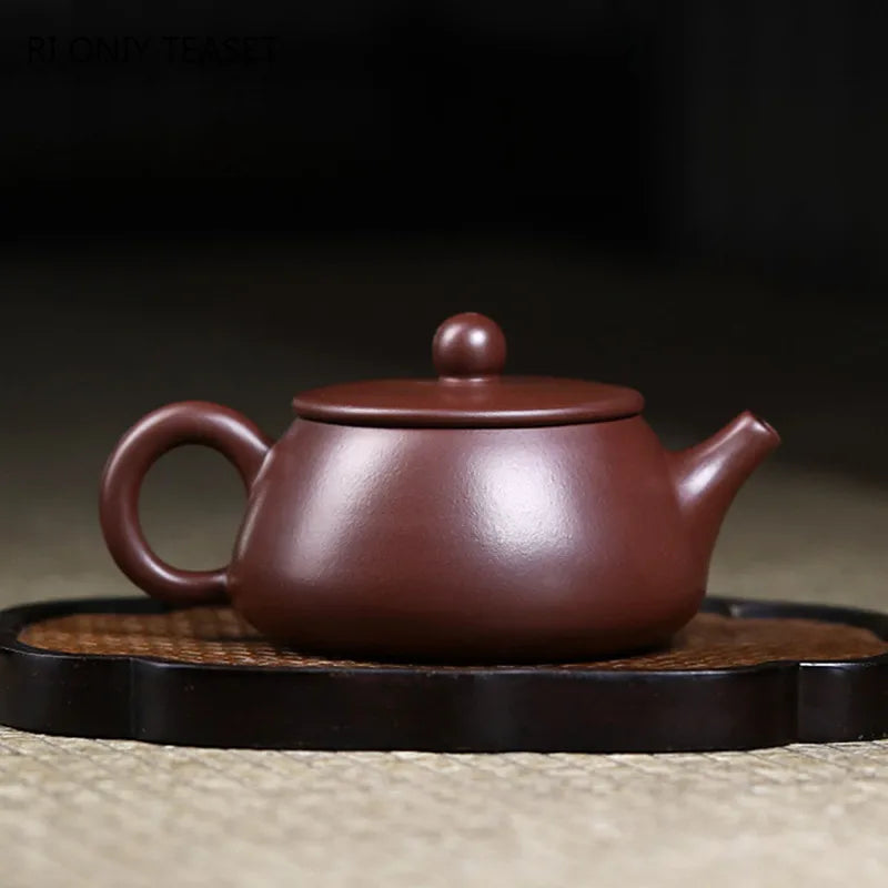 160ml Chinese Yixing Handmade Purple Clay Teapots Raw Ore Zhu Mud Stone Scoop Tea Pot Beauty Kettle Customized Zisha Tea Set