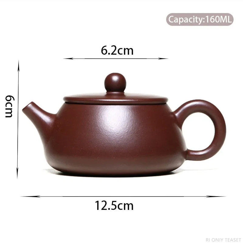 160ml Chinese Yixing Handmade Purple Clay Teapots Raw Ore Zhu Mud Stone Scoop Tea Pot Beauty Kettle Customized Zisha Tea Set