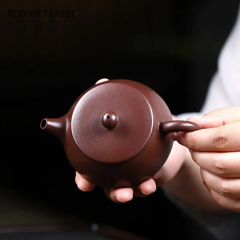 160ml Chinese Yixing Handmade Purple Clay Teapots Raw Ore Zhu Mud Stone Scoop Tea Pot Beauty Kettle Customized Zisha Tea Set