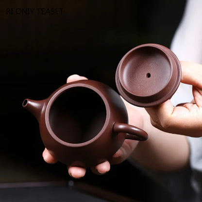 160ml Chinese Yixing Handmade Purple Clay Teapots Raw Ore Zhu Mud Stone Scoop Tea Pot Beauty Kettle Customized Zisha Tea Set