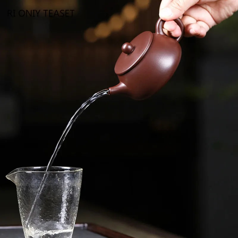 160ml Chinese Yixing Handmade Purple Clay Teapots Raw Ore Zhu Mud Stone Scoop Tea Pot Beauty Kettle Customized Zisha Tea Set
