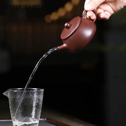 160ml Chinese Yixing Handmade Purple Clay Teapots Raw Ore Zhu Mud Stone Scoop Tea Pot Beauty Kettle Customized Zisha Tea Set