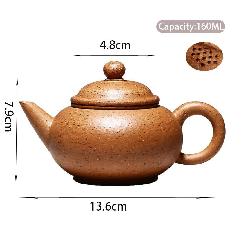 160ml Chinese Yixing High-end Purple Clay Teapots Famous Artists Handmade Tea Pot Treasure Osmanthus Sand Kettle Zisha Tea Set