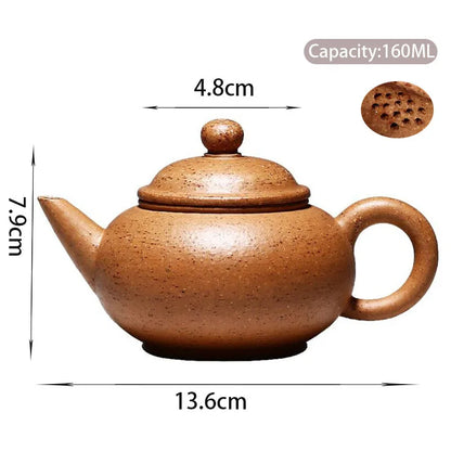 160ml Chinese Yixing High-end Purple Clay Teapots Famous Artists Handmade Tea Pot Treasure Osmanthus Sand Kettle Zisha Tea Set