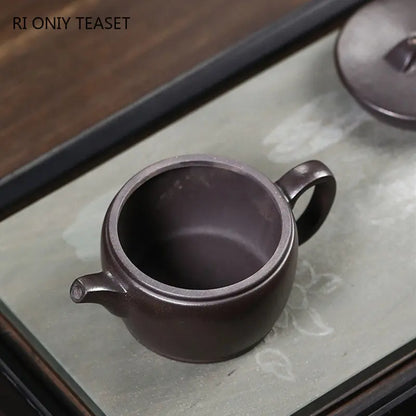 160ml Chinese Yixing High-end Purple Clay Teapots Large Caliber Famous Artists Handmade Tea Pot Beauty Kettle Zisha Tea Set