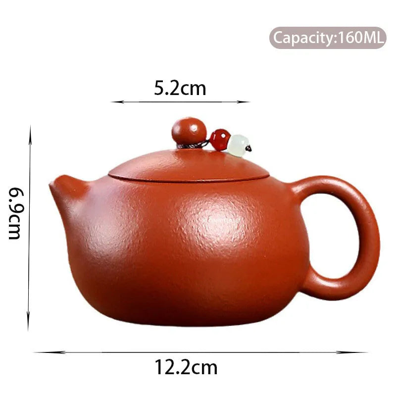 160ml Chinese Yixing Purple Clay Teapot Authentic Handmade Xishi Tea Pot Raw Ore Beauty Kettle High-end Zisha Tea Set Collection