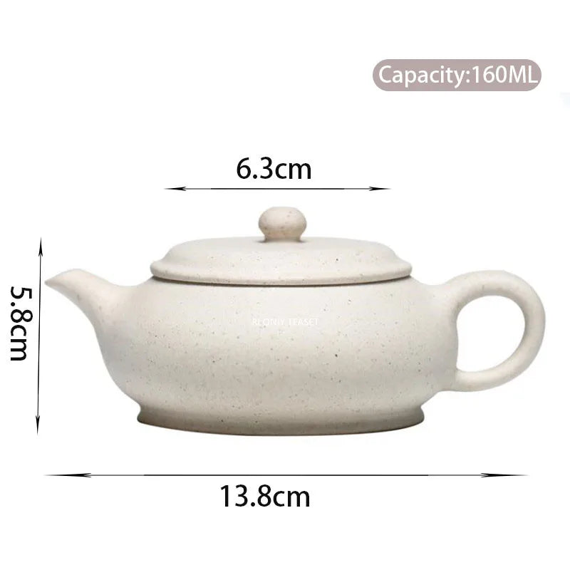 160ml Chinese Yixing Purple Clay Teapot Famous Artists Handmade Tea Pot Raw Ore White Section Mud Kettle Authentic Zisha Tea Set