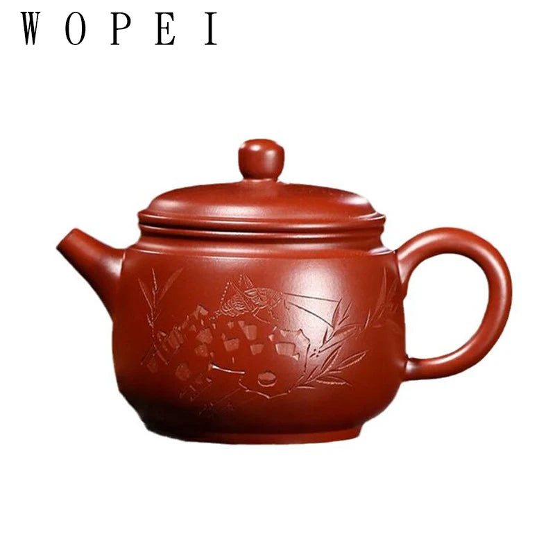 160ml Chinese Yixing Purple Clay Teapot Master Handmade Ball Hole Filter Xishi Tea Pot Raw Ore Dahongpao Kettle Zisha Tea Set